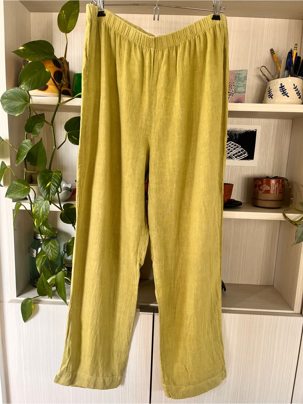 VTG Linen Pants in Chartreuse